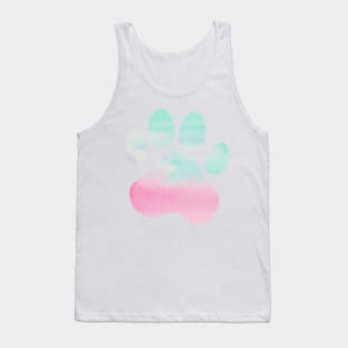 Pink and Teal Paw Print Tank Top